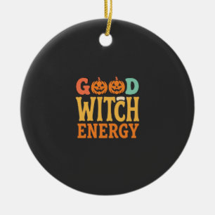 Good Witch Energy Halloween Pumpkin Design_1 Ceramic Tree Decoration