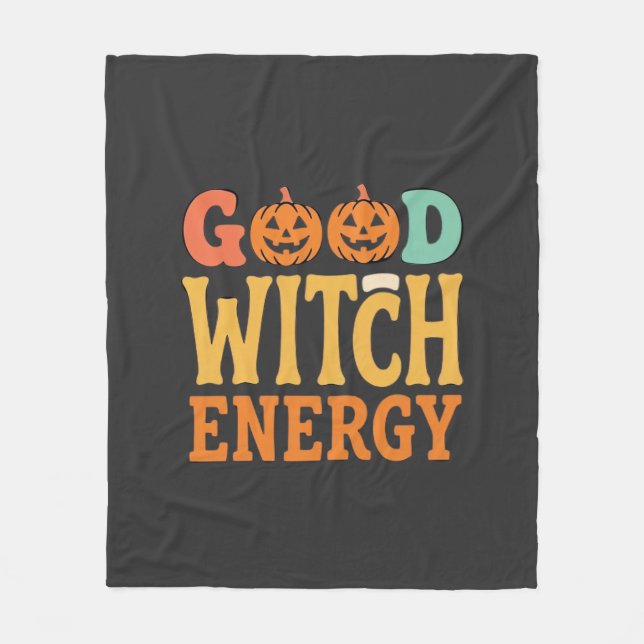 Good Witch Energy Halloween Pumpkin Design_1 Fleece Blanket (Front)