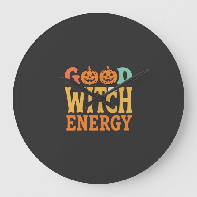 Good Witch Energy Halloween Pumpkin Design_1 Large Clock (Front)