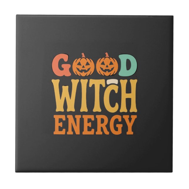 Good Witch Energy Halloween Pumpkin Design_1 Tile (Front)