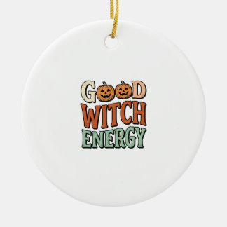 Good Witch Energy Vintage Halloween Vector Design_ Ceramic Tree Decoration