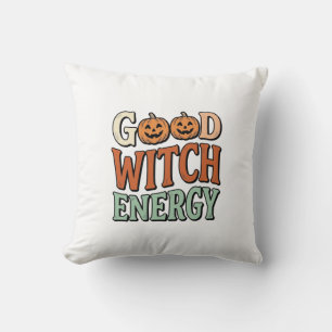 Good Witch Energy Vintage Halloween Vector Design_ Cushion