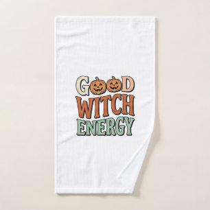 Good Witch Energy Vintage Halloween Vector Design_ Hand Towel