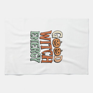 Good Witch Energy Vintage Halloween Vector Design_ Tea Towel