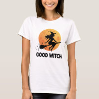 Good Witch Flying Moon Silhouette Modern Halloween