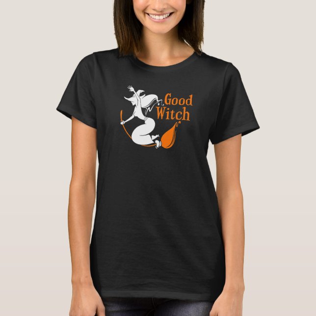 Good Witch Flying On Broomstick T-Shirt (Front)