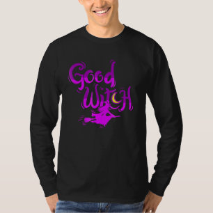 Good Witch Halloween Witch Flying On Broom Stick T-Shirt