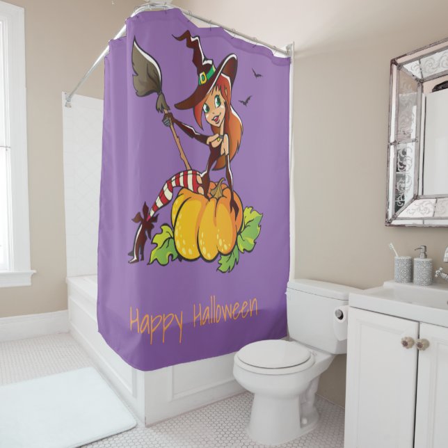 Good Witch Happy Halloween Shower Curtain (In Situ)