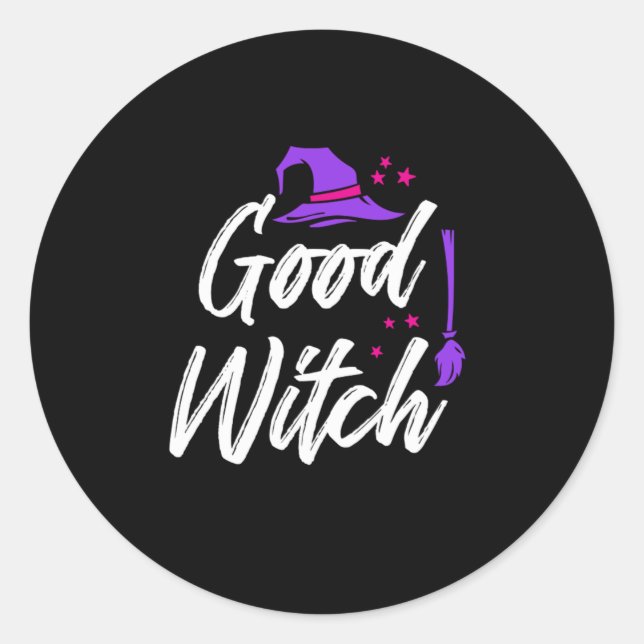 Good Witch Witches Witchcraft Halloween Horror Gif Classic Round Sticker (Front)