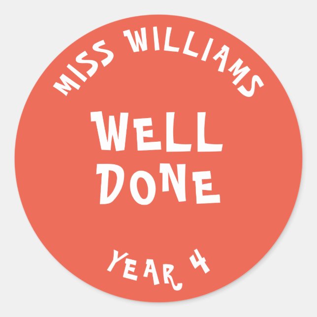 Good Work Teacher Encouragement  Star Sticker (Front)