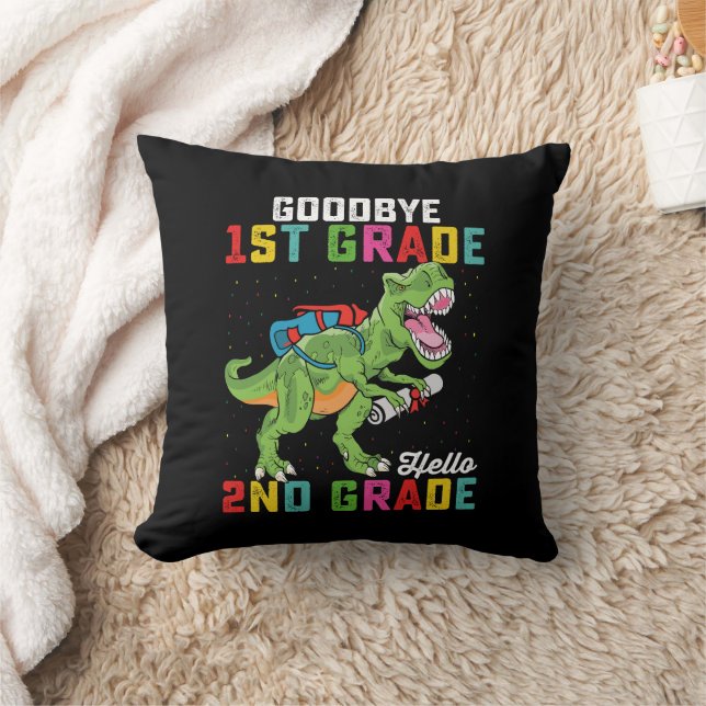 Goodbye 1st Grade Hello 2nd Grade T Rex Dinosaur Cushion (Blanket)
