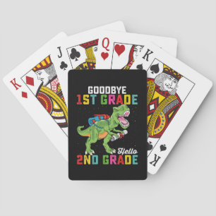 Goodbye 1st Grade Hello 2nd Grade T Rex Dinosaur Playing Cards