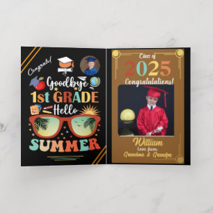 Goodbye 1st Grade Hello Summer Graduation Custom   Foil Greeting Card