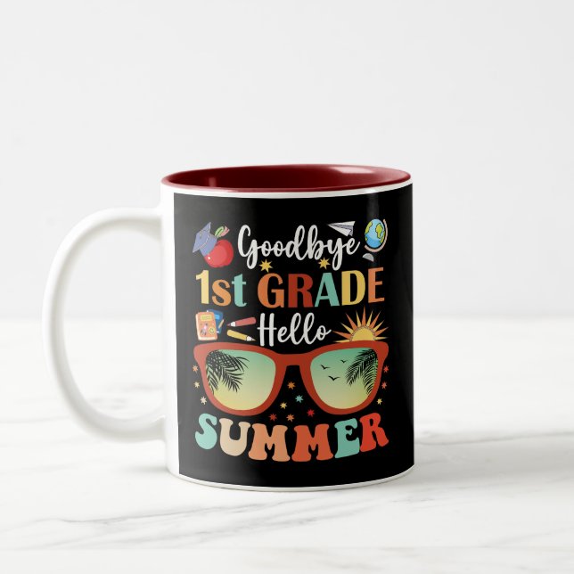 Goodbye 1st Grade Hello Summer Two-Tone Coffee Mug (Left)