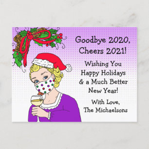 Goodbye 2020 Christmas Humour Funny Retro Lady Postcard