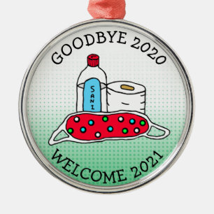 Goodbye 2020, Welcome 2021 Christmas Metal Tree Decoration