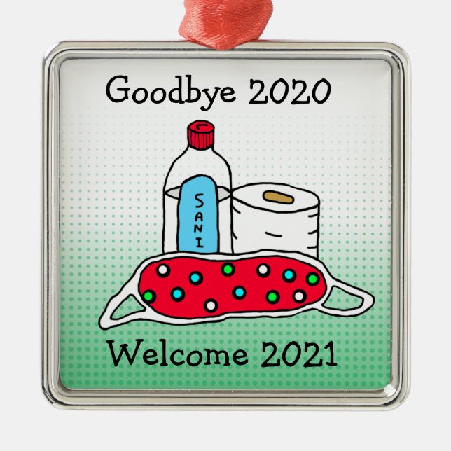 Goodbye 2020, Welcome 2021 Christmas Metal Tree Decoration (Front)