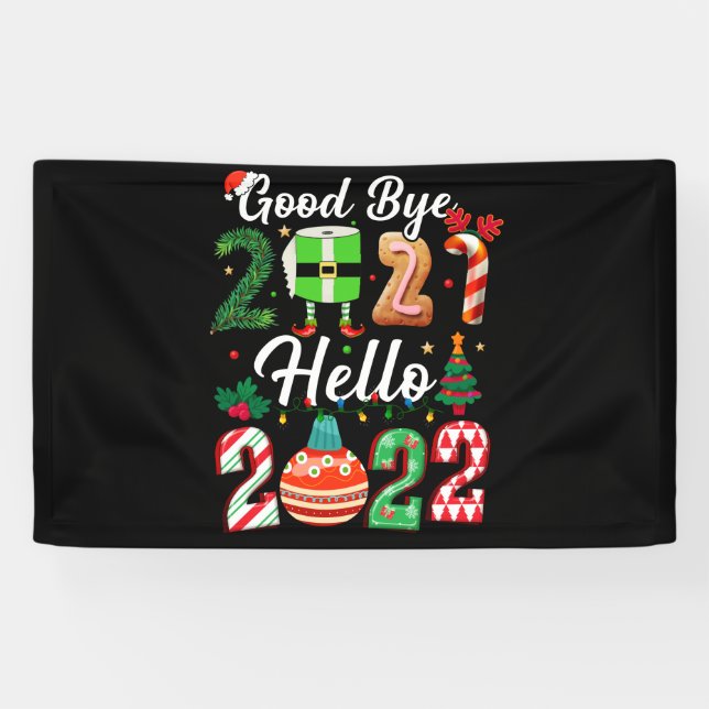 Goodbye 2021 Hello 2022 Happy New Year Christmas X Banner (Horizontal)