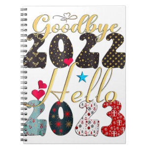 Goodbye 2022 Hello 2023 Cute Christmas Tee Notebook