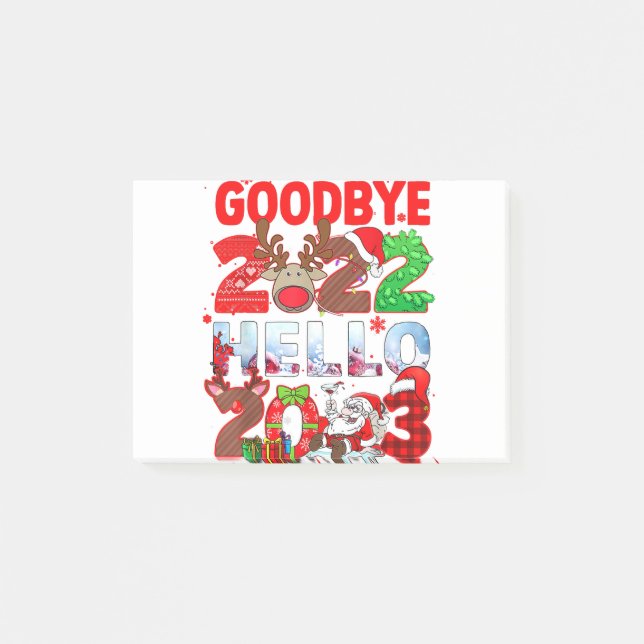 Goodbye 2022 Hello 2023 Cute Christmas Tee Post-it Notes (Front)