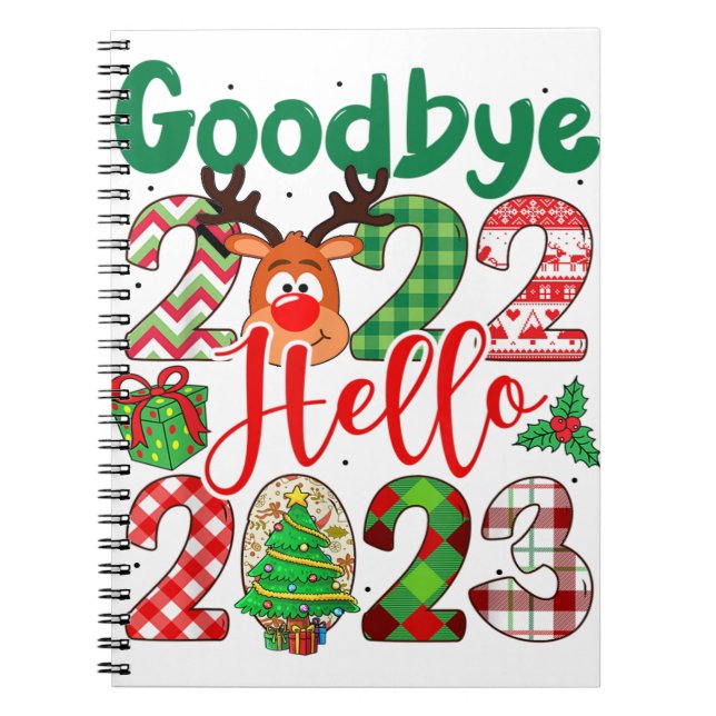 Goodbye 2022 Hello 2023 Leopard Christmas Notebook (Front)