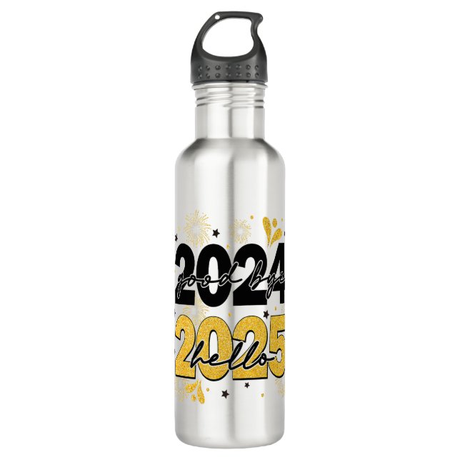 Goodbye 2024 Hello 2025 Fireworks Happy New Years  710 Ml Water Bottle (Front)