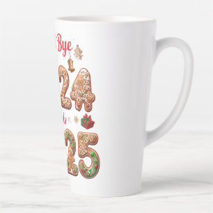 Goodbye 2024 Hello 2025 Happy New year Design Latte Mug