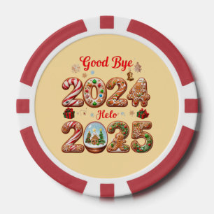 Goodbye 2024 Hello 2025 Happy New year Design Poker Chips