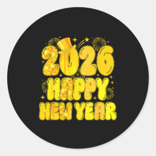 Goodbye 2025 Happy New Year 2026 Women Girl Kids Classic Round Sticker