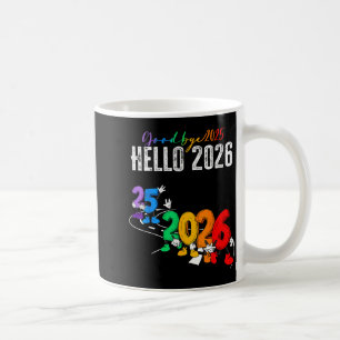 Goodbye 2025 Hello 2026 Funny Cartoon New Year Boy Coffee Mug