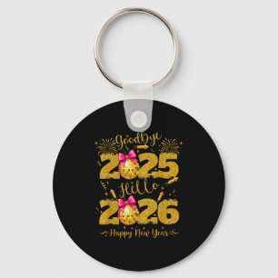 Goodbye 2025 Hello 2026 Happy New Year's Eve Key Ring