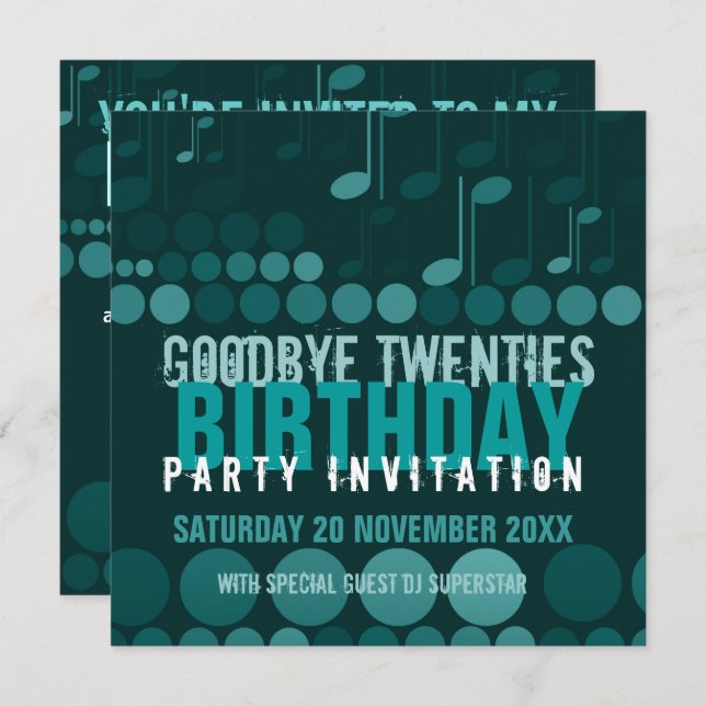 Goodbye 20s Birthday Dance Party Invitation (Front/Back)
