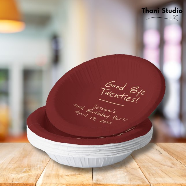 Goodbye 20s Feminine Minimalist Modern Typography Paper Plate (Creator Uploaded)