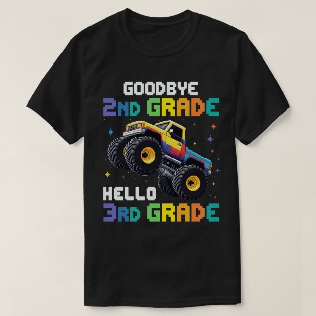 Goodbye 2nd Grade Graduation Monster Truck  T-Shirt (Design Front)