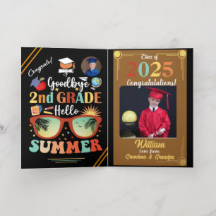 Goodbye 2nd Grade Hello Summer Graduation Custom Foil Greeting Card