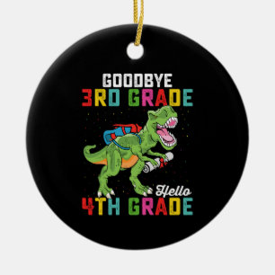 Goodbye 3rd Grade Hello 4th Grade T Rex Dinosaur Ceramic Tree Decoration