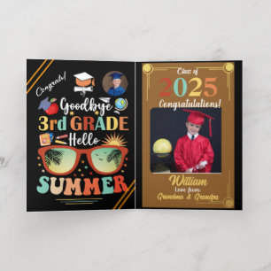 Goodbye 3rd Grade Hello Summer Graduation Custom   Foil Greeting Card