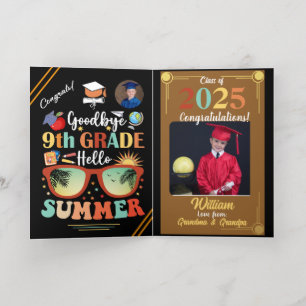 Goodbye 9th Grade Hello Summer Graduation Custom   Foil Greeting Card