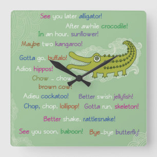 Goodbye and Good luck from Group, Alligator Square Wall Clock