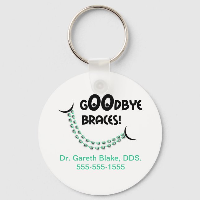 Goodbye Braces Green Orthodontist Patient Gift Cus Key Ring (Front)