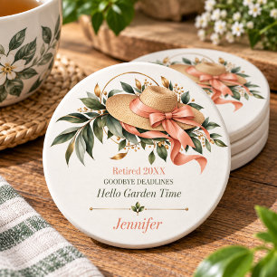 Goodbye Deadlines Garden Lover Retirement Keepsake Coaster
