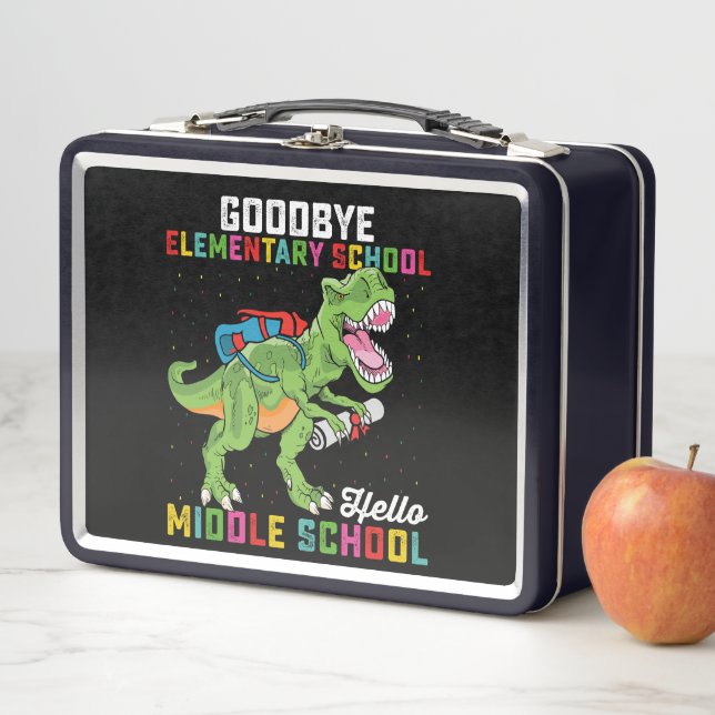 Goodbye Elementary Hello Middle School T Rex Metal Lunch Box (In Situ)