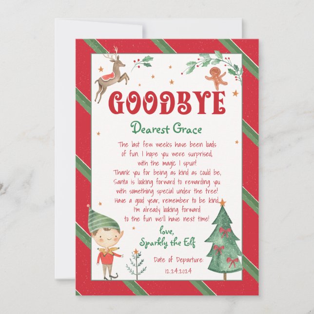 Goodbye Elf Christmas Magical Elves Printable Invitation (Front)