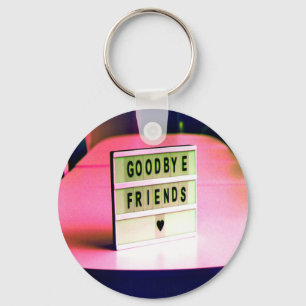 Goodbye Friends Heard Pink Key Ring