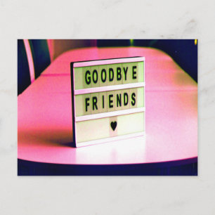 Goodbye Friends Heard Pink Postcard