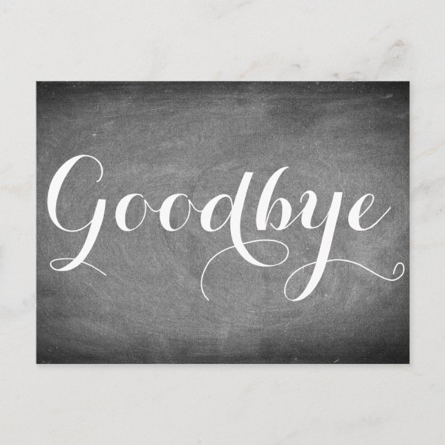 Goodbye Handwriting Typography Black White Postcard (Front)
