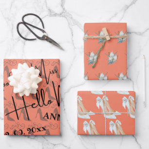 Goodbye Miss Hello Mrs Bridal Shower Wrapping Paper Sheet