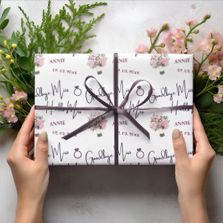 Goodbye Miss Hello Mrs Floral Bridal Shower Wrapping Paper