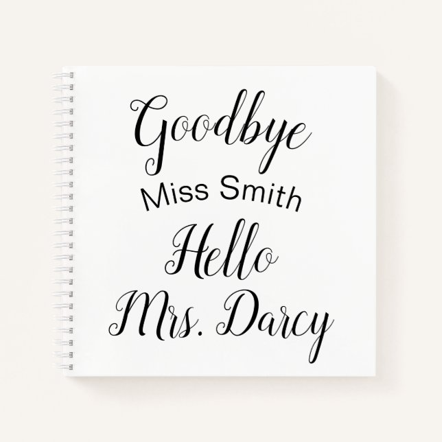 Goodbye Miss Hello Mrs Personalised Guest Book (Front)