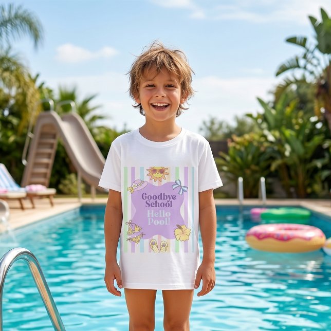 Goodbye School Hello Pool Stripe T-Shirt  (Creator Uploaded)